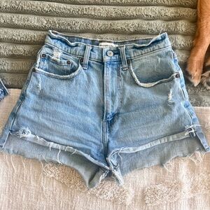Abercrombie & Fitch Blue Jean Shorts High-Waisted Distressed